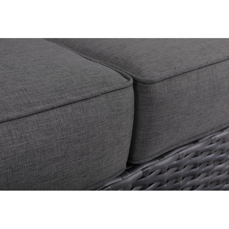 Donley 62'' Wide Wicker Loveseat with Cushions, Charcoal Gray