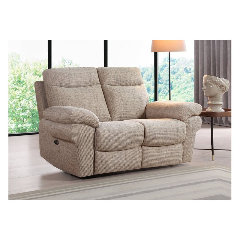 Casolo Fabric Electric Recliner 2 Seater Sofa, Caramel