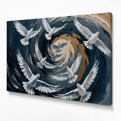 Art mural sur toile oiseaux aux yeux rouges et colombe