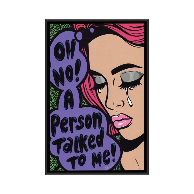 «oh no ! « en pleurs », impression sur toile, H 26 po x l 18 po x P 1,5 po, Toile avec cadre noir, Pas de tapis