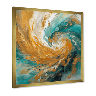 «Golden Ocean Spiral Waves», reproduction d'art sur toile