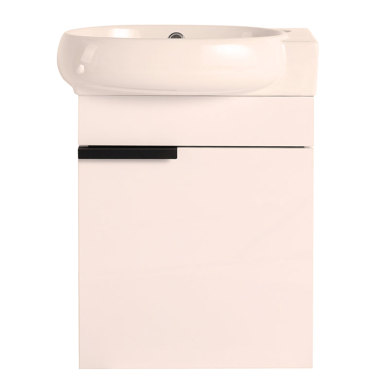 Meuble-lavabo avec lavabo Doors, 16 po pour petite salle de bain, Blanc brillant