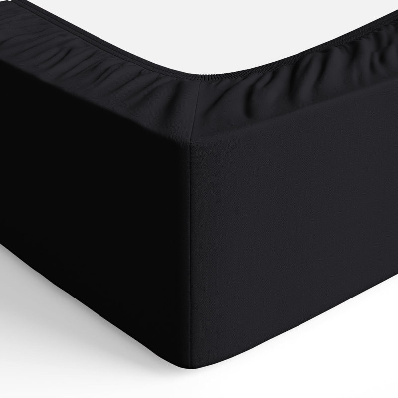 Merituuli 200 TC Microfiber 25cm Deep Fitted Sheets, Super King (6'), Black