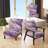 Purple and Gold Dynamic Abstractions II - Upholstered Contemporary Arm Chair, Modern Abstract Accent Chair-122510868