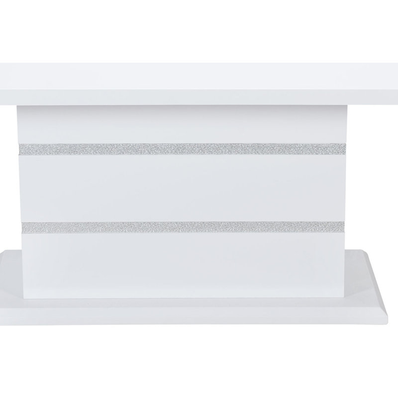 Table de salle à manger 79 "en faux cristaux et bois, H 30,7 po x l 78,7 po x P 39,4 po, Blanc