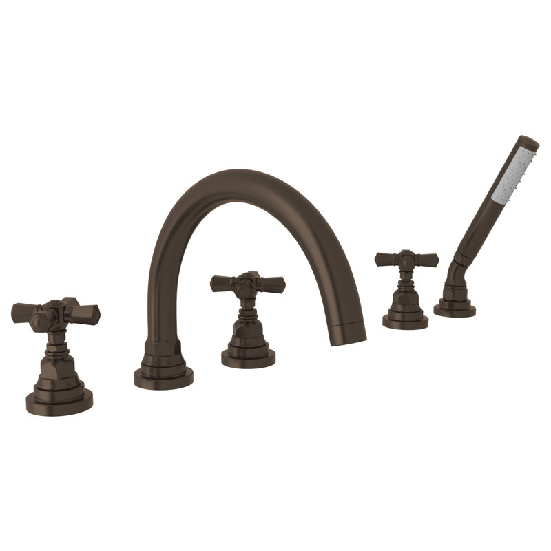 San Giovanni™ 5-Hole Deck Mount Tub Filler, Tuscan Brass, Cross