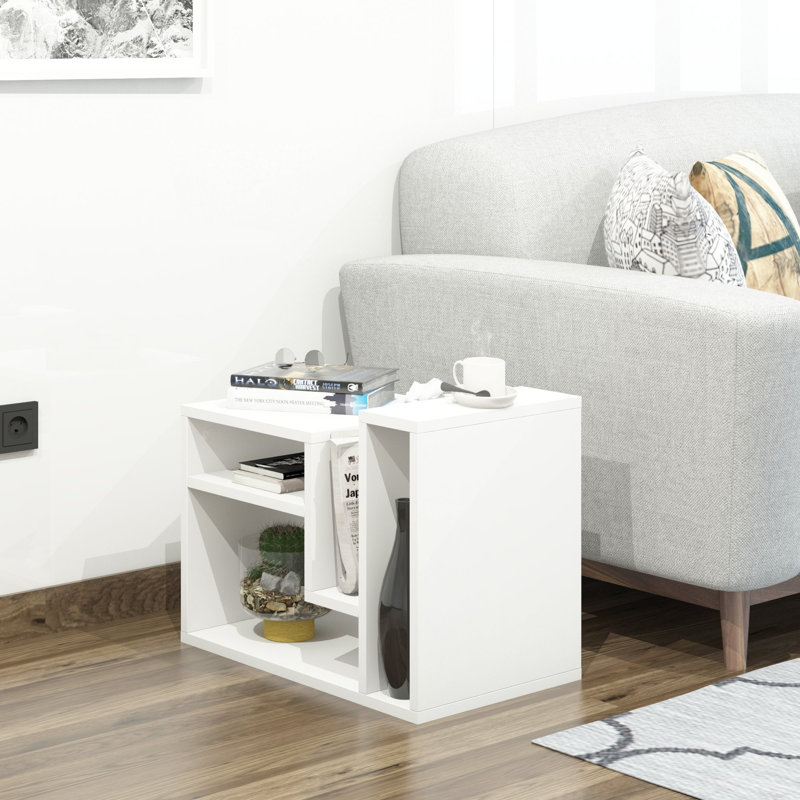 Table de bout avec rangement Carraway Abies, Blanc