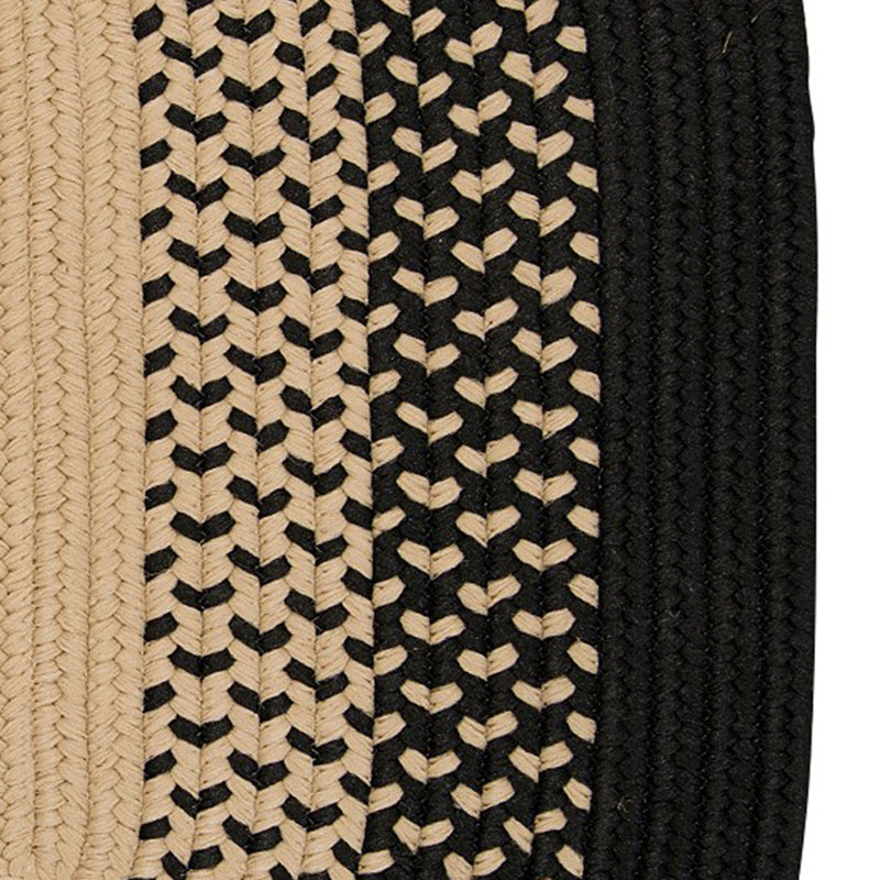 Tapis tressé noir / cubain Calden, Ovale 20 po x 30 po