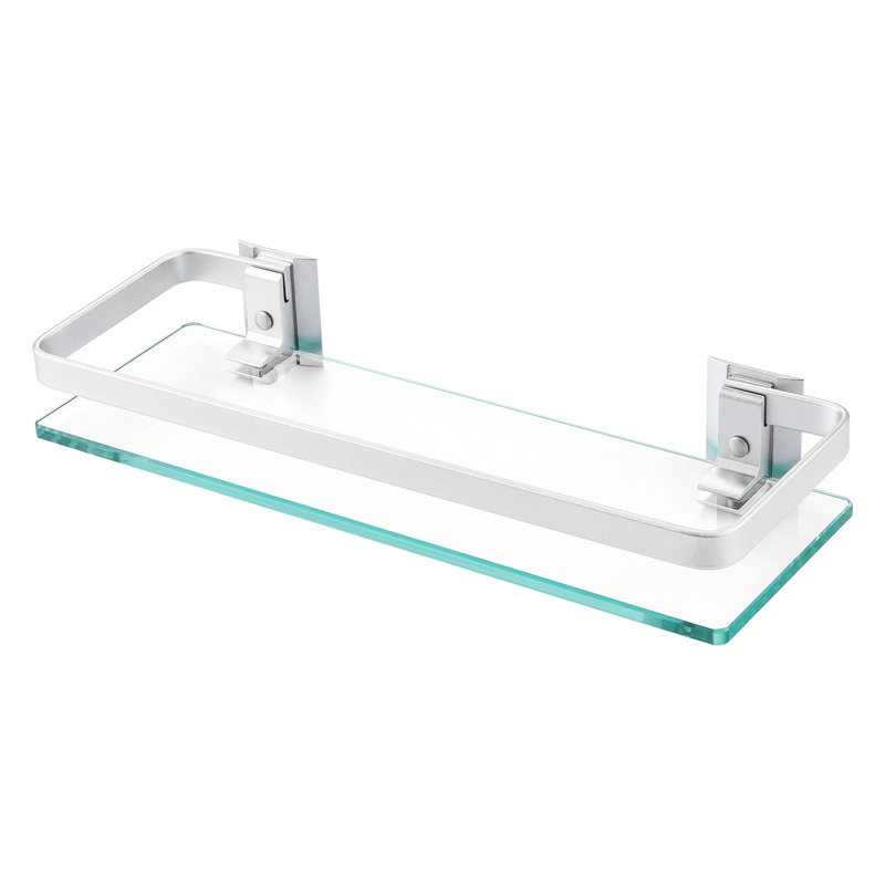 Pencader Glass Floating Shelf, Silver