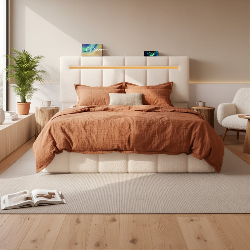 Upholstered Ottoman Storage Bed, Double (4'6)