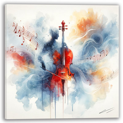 Vibrant Symphony Violin - No Frame Print on Canvas