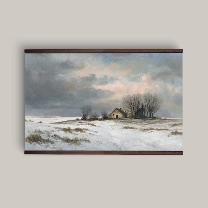 Grande tapisserie murale Winter Farmhouse Serenity, H 45 po x l 73 po