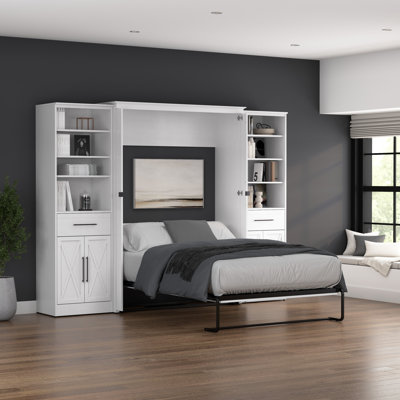 Lit double escamotable et organisateurs de placard avec portes et tiroirs (113 W)