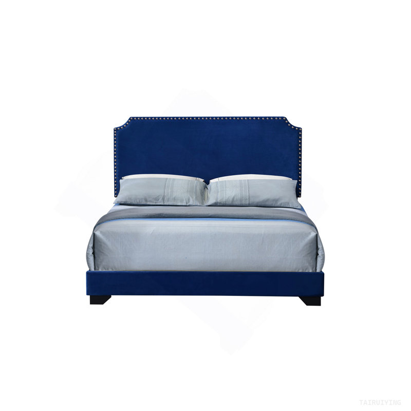 Grand lit en velours bleu Haemon