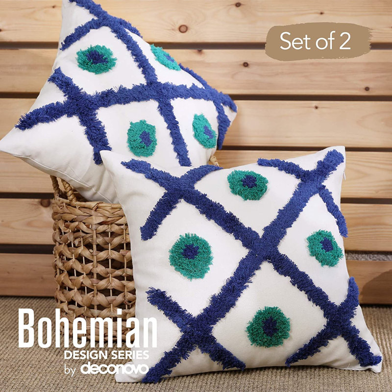 Daryanani Throw Pillow Cover, Dark Blue/Turquoise