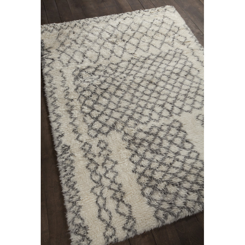 Jeri Hand Knotted Wool Geometric Area Rug, Rectangle 5' x 7'6"