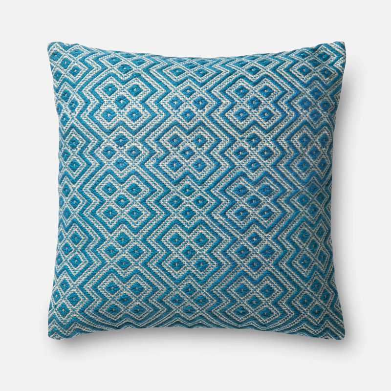 Indoor/Outdoor Geometric Throw Pillow, Blue