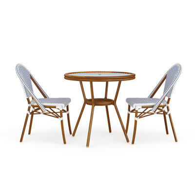 Martha Stewart Lily Pond All Weather Woven Bistro Table And Chairs Set With Aluminum Frames