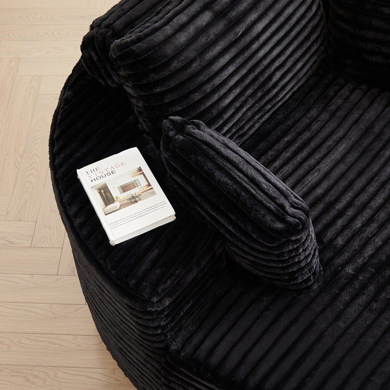Chaise pivotante en mousse de velours côtelé de 55 po L