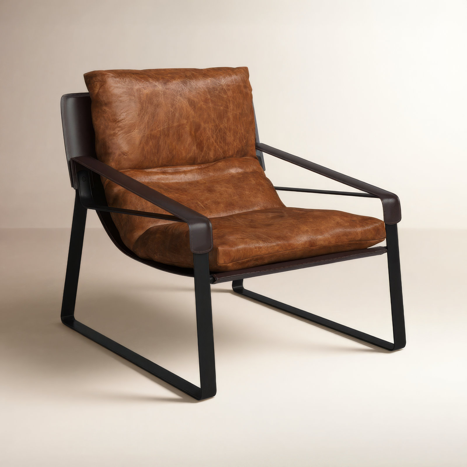 Hadler Genuine Leather Lounge Chair, Cappuccino Genuine Leather