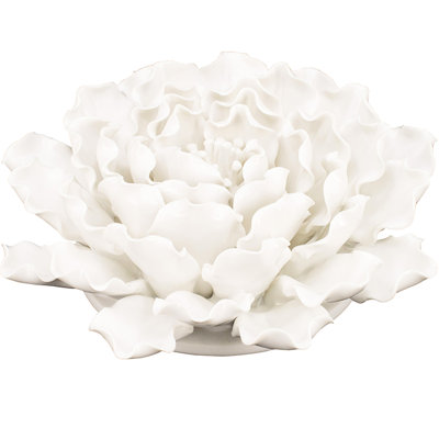 Décoration murale fleur en céramique faite à la main en crème - attrayante pour un accent distinctif