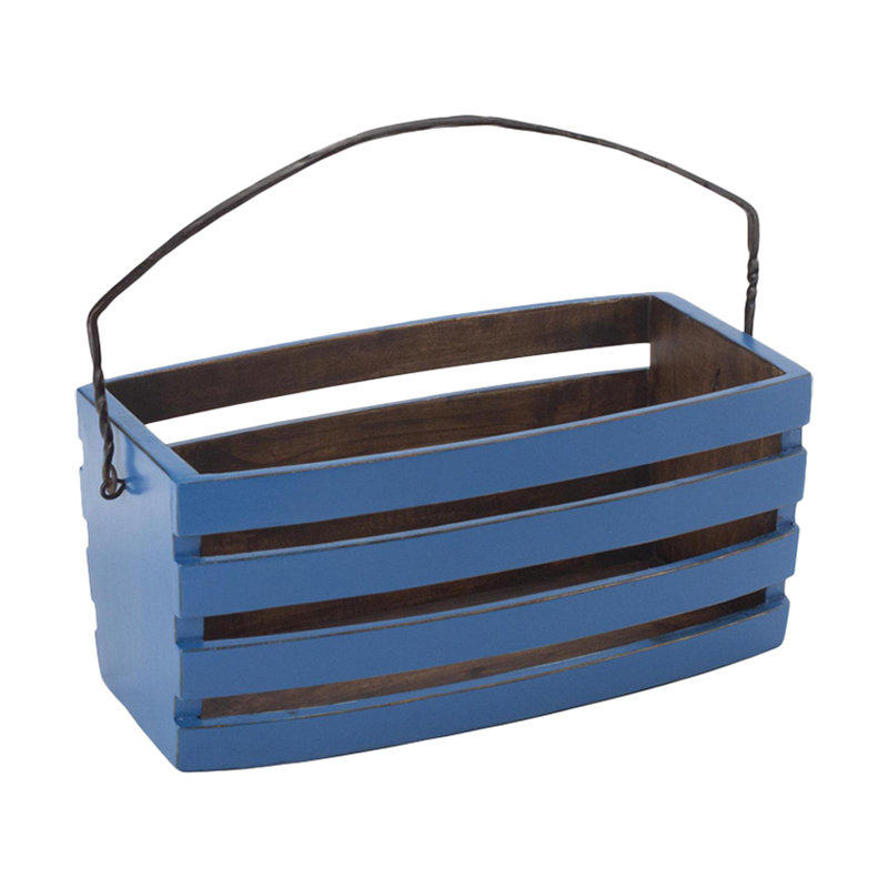 Caisse en bois massif tomate, Bleu