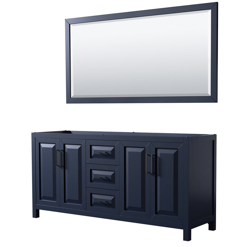 Daria 71'' W Double Bathroom Vanity Base, Dark Blue/Matte Black