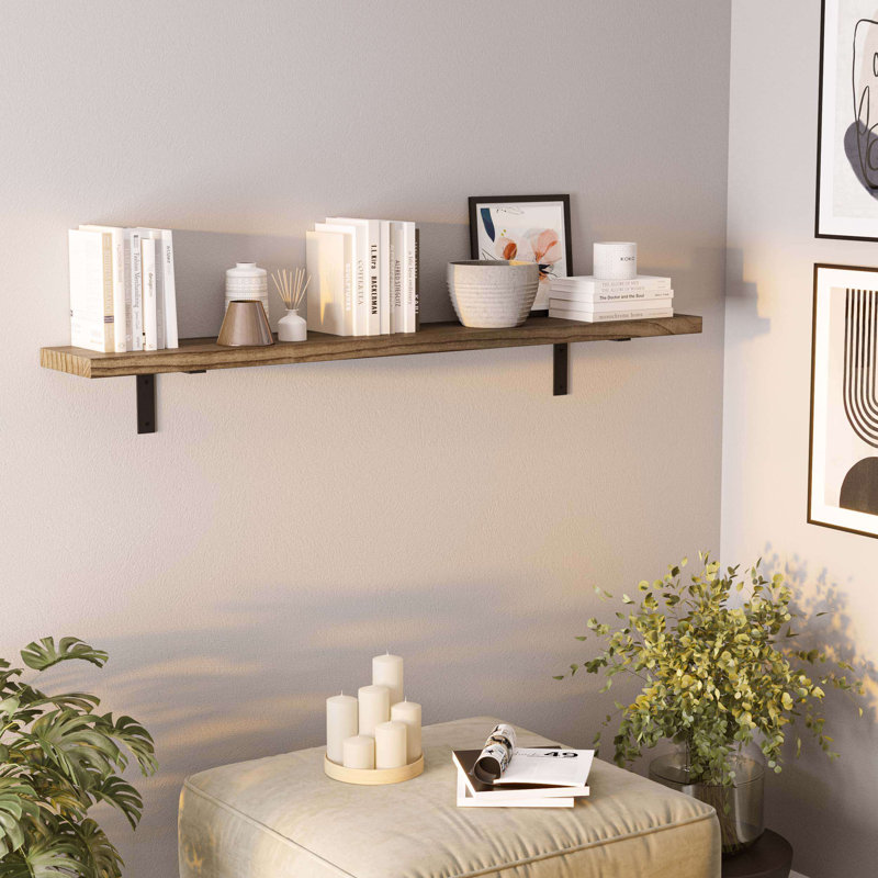 Floating Wood Shelves, Wall Mounted Bookshelf, 9.25'' Deep Floating Shelves for Wall, 48'' and 60'' options