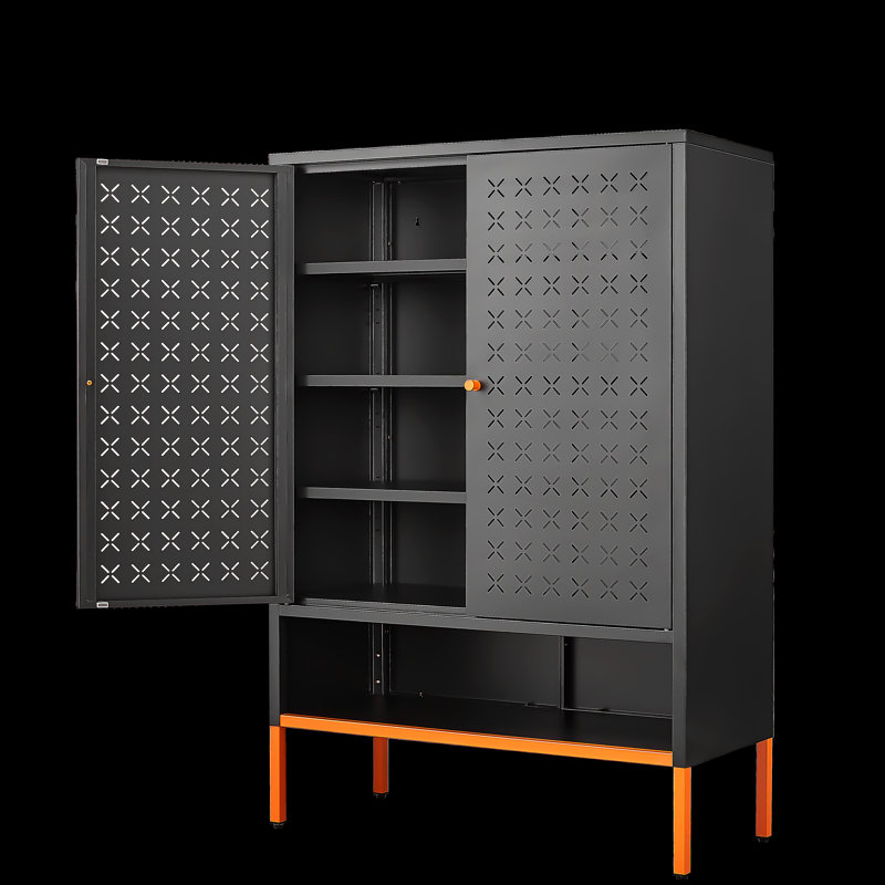 Armoire à chaussures à double porte, trois compartiments réglables pour un rangement flexible, compartiment à langer creux suspendu