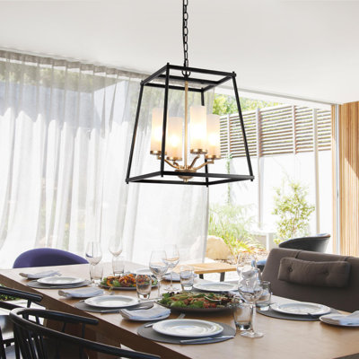 Lustre géométrique doré noir 4 lumières