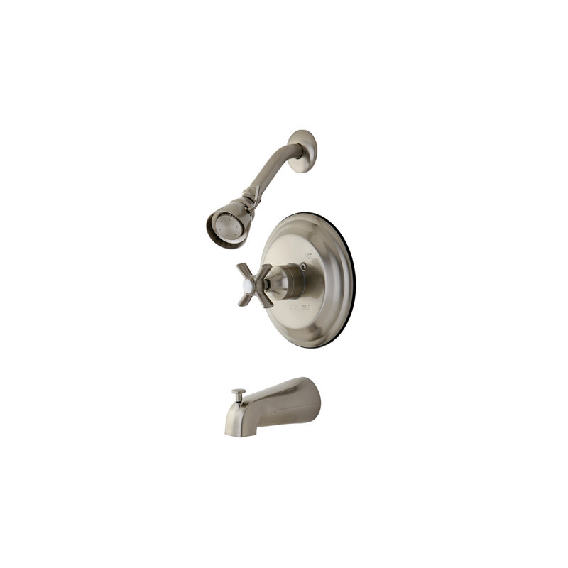 Kingston Brass Millennium Single-Handle Pressure Balanced Tub and Shower Faucet, Brushed Nickel