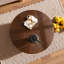 Table basse 30,31 "ronde en noyer moderne et piédestal noir - relief fabriqué à la main, aucun assemblage requis-285238268