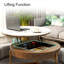 Table basse à plateau relevable avec rangement, plateau en faux marbre