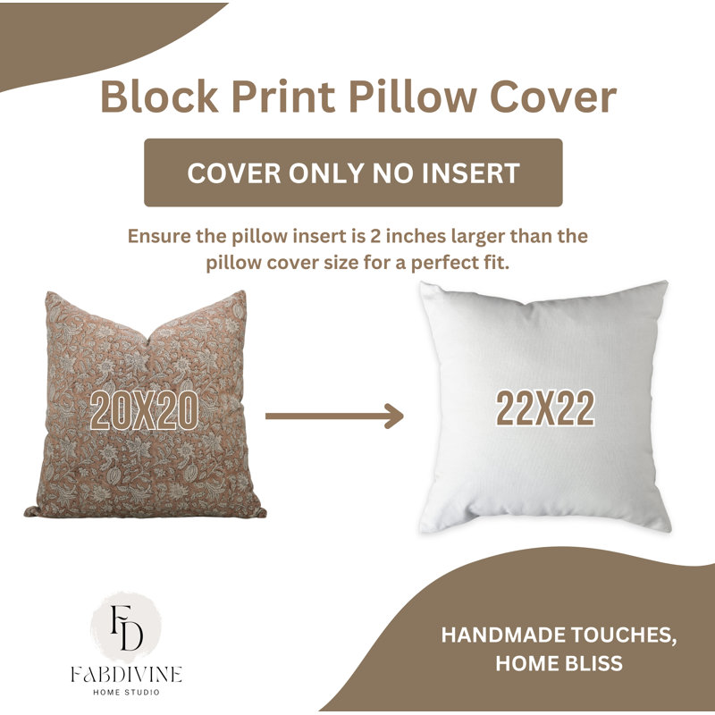 Linen Square Pillow Cover, 22"H x 22"W, Pink Floral 1