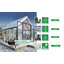 Serre de 8 x 10 pi pour l'extérieur, serre en polycarbonate avec évent de toit réglable et gouttière, grande serre en aluminium avec structure à installation rapide pour le patio extérieur du jardin