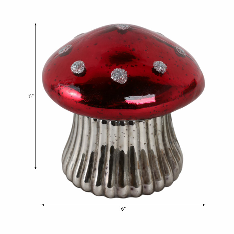 Sagebrook Home 6" 12 Oz Mushroom Candle, Red