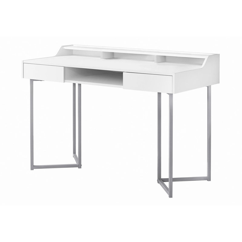 Bureau d'ordinateur, bureau personnel, ordinateur portable, tiroirs de rangement, travail, métal, contemporain, moderne