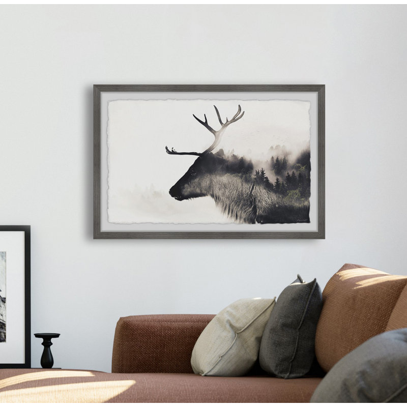 Mountain Deer - Single Picture Frame Print, 41cm H x 61cm W x 3.81cm D