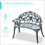 Banc en métal avec accent floral rose et finition antique