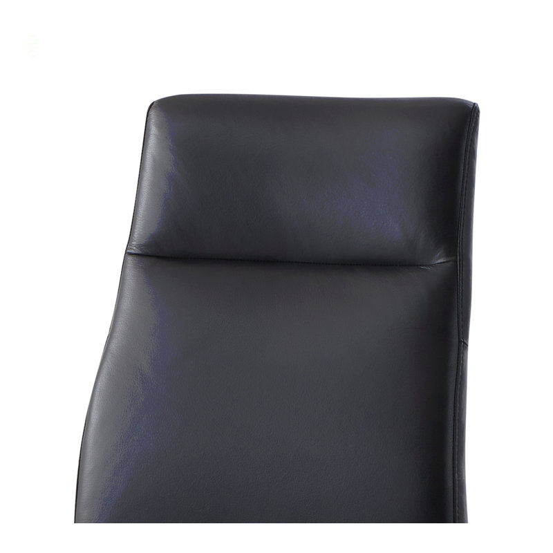 Chaise d'appoint Raquan en cuir noir et finition noyer (ensemble de 2)