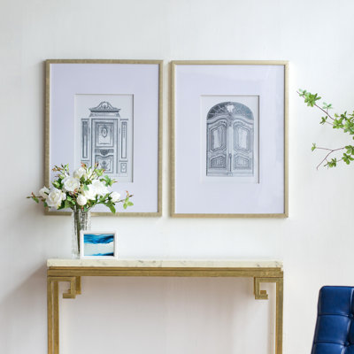Set of 2 Fake Pencil Architectual Wall Art, Wall Decor Accent, 24" x 32"