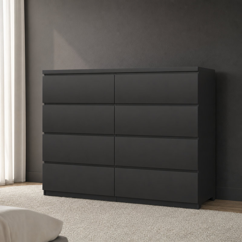 8 Drawer Tall Dresser Storage Chest, Spacious Wooden Drawer Organizer Unit with Sturdy Construction, Freestanding Storage Furniture