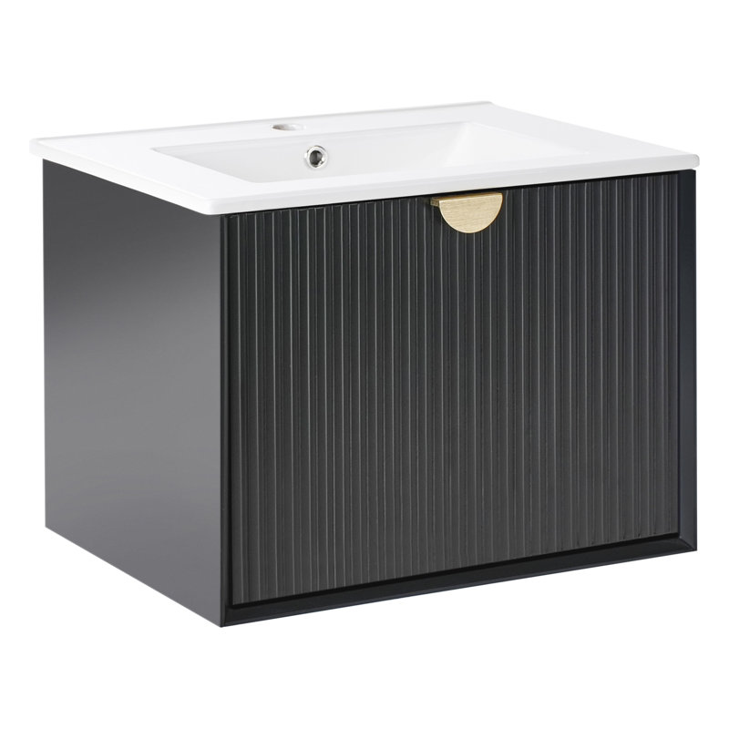 Cerstin 60.00mm Single Bathroom Vanity with Basin, Black