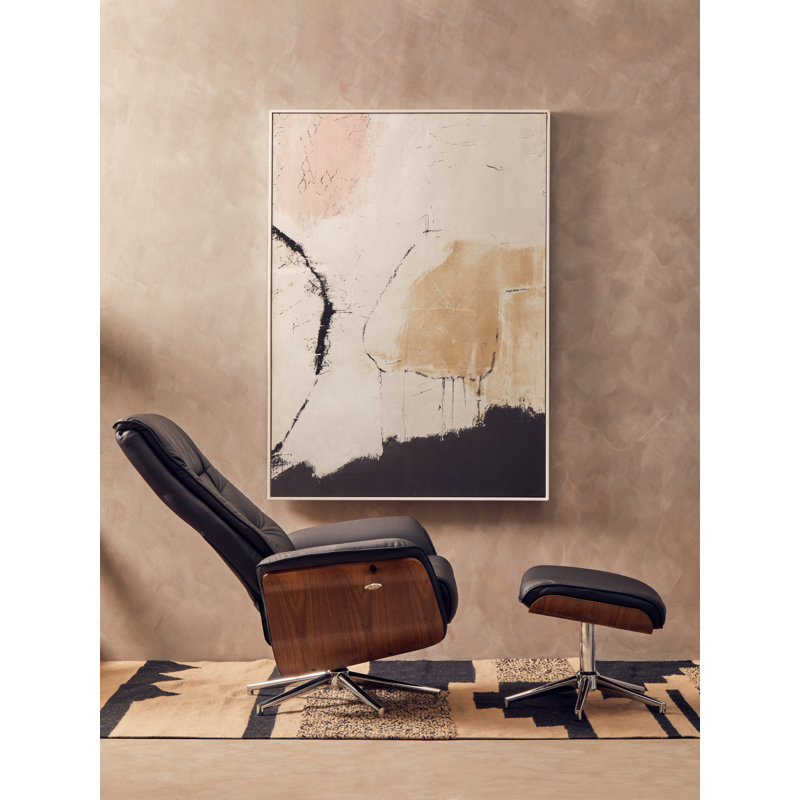 Zora 83cm Wide Swivel Standard Recliner, Black