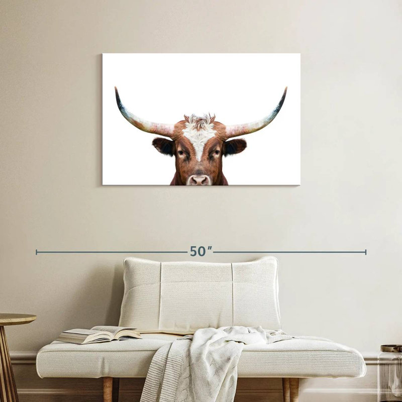 Brampt Peeking Long Horn, 24" H x 36" W