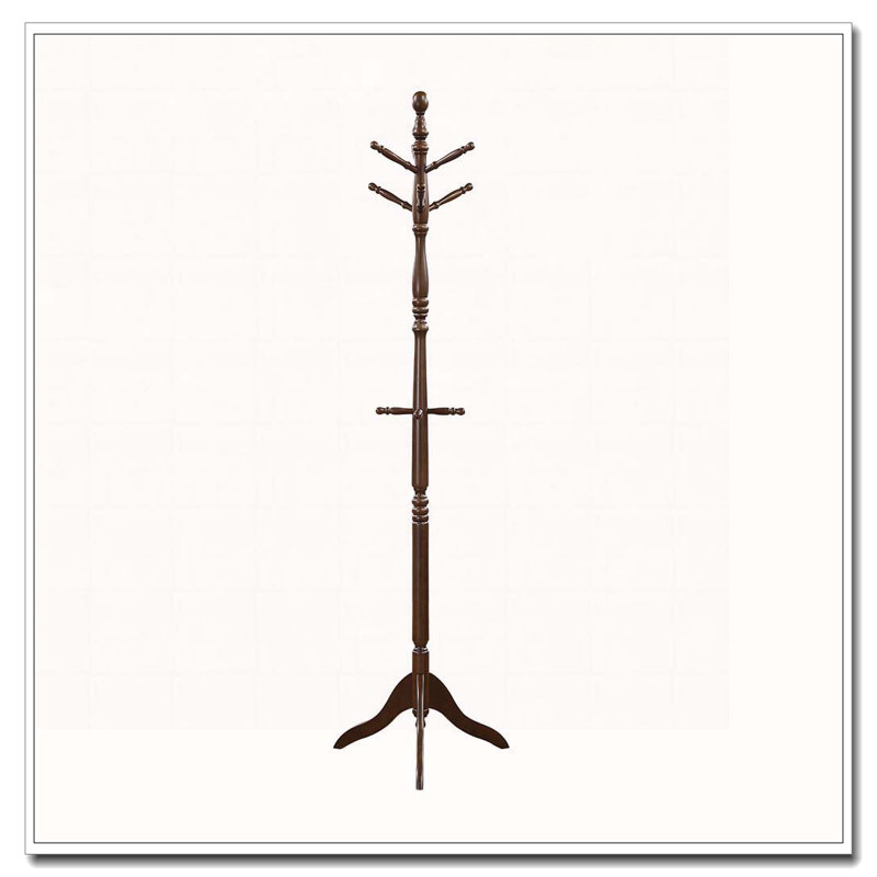 Portemanteau en bois massif, 10 crochets, Marron foncé