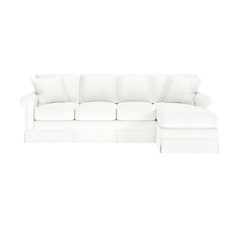 Friedman Upholstered Sectional with Chaise, Classic Bleach White Twill, Right Hand Facing