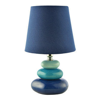 Ceramic Pebble Table Lamp With Midnight Blue Teal And Duck Egg By