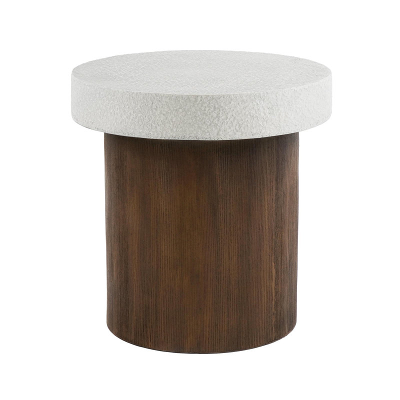 Table d'appoint carrée [Plateau (blanc antique) + base (naturel)]