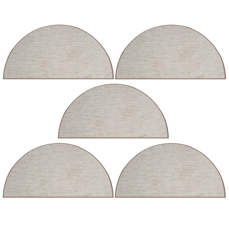 Ensemble de tapis de couleur unie touffetés à la machine en polyester beige, Demi-cercle 1 pi 6 po x 3 pi